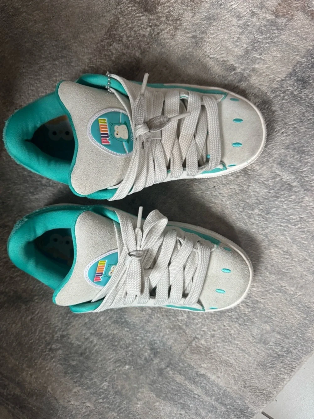 Puma Kids Teal and Light Gray Suede Sneakers - Picture 6 of 7
